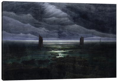 Sea Shore In Moonlight, 1835-36 Canvas Art Print - Caspar David Friedrich