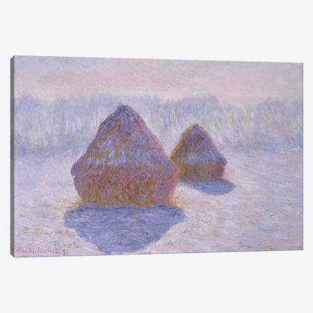 Haystacks (Effect Of Snow And Sun), 1891 Canvas Print #BMN6996} by Claude Monet Canvas Artwork