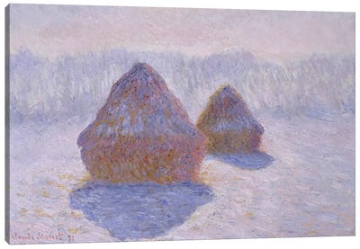Haystacks (Effect Of Snow And Sun), 1891 Canvas Art Print - Ultra Serene