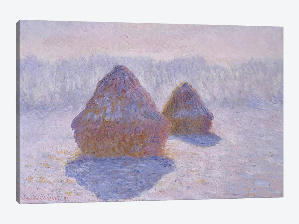 Haystacks (Effect Of Snow And Sun), 1891 by Claude Monet 1-piece Canvas Wall Art