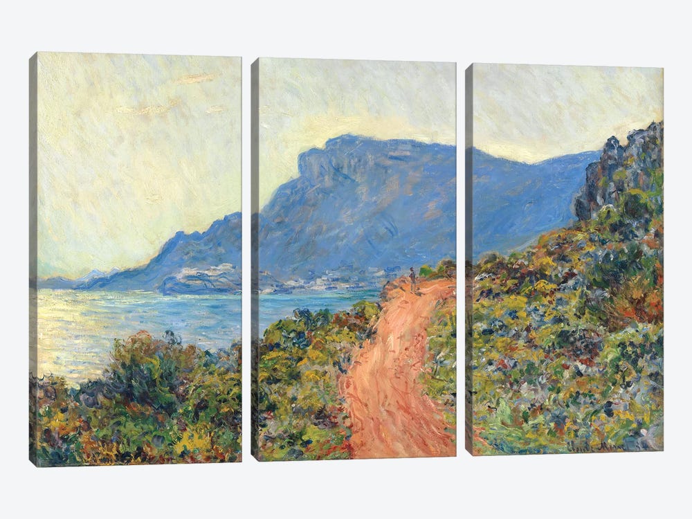La Corniche Near Monaco, 1884 by Claude Monet 3-piece Canvas Artwork