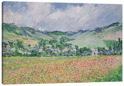 The Poppy Field Near Giverny, 1885 Canvas Art Print - Traditional Living Room Art