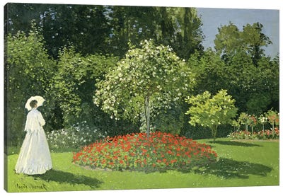 Jeanne Marie Lecadre In The Garden, 1866  Canvas Art Print - All Things Monet