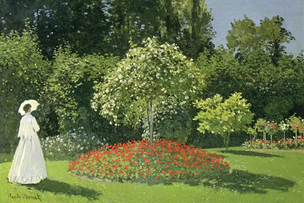 All Things Monet: Jeanne Marie Lecadre In The Garden, 1866  by Claude Monet