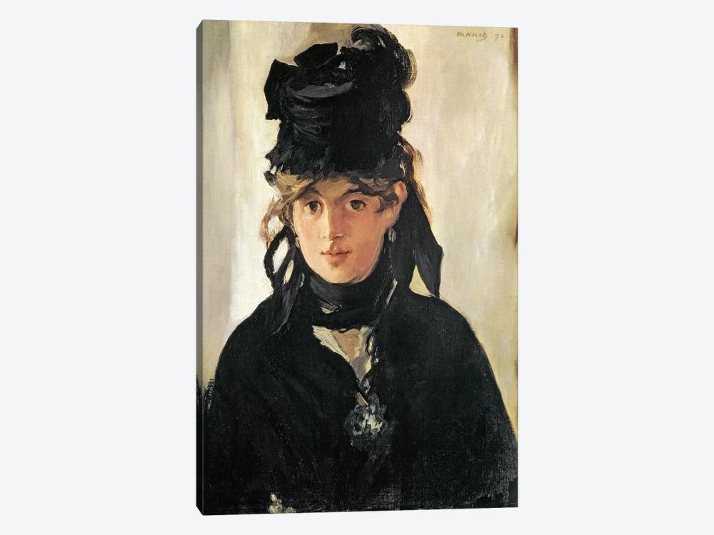 Berthe Morisot With A Bouquet Of Violets, 1872 by Edouard Manet 1-piece Canvas Wall Art