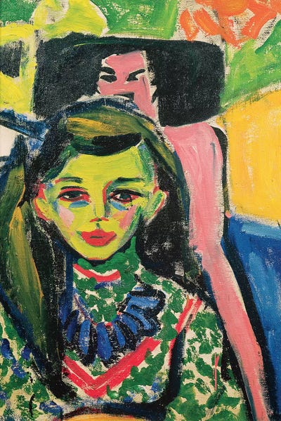 Portrait Of Franzi In Front Of Carved Chair, 1910 by Ernst Ludwig Kirchner canvas print