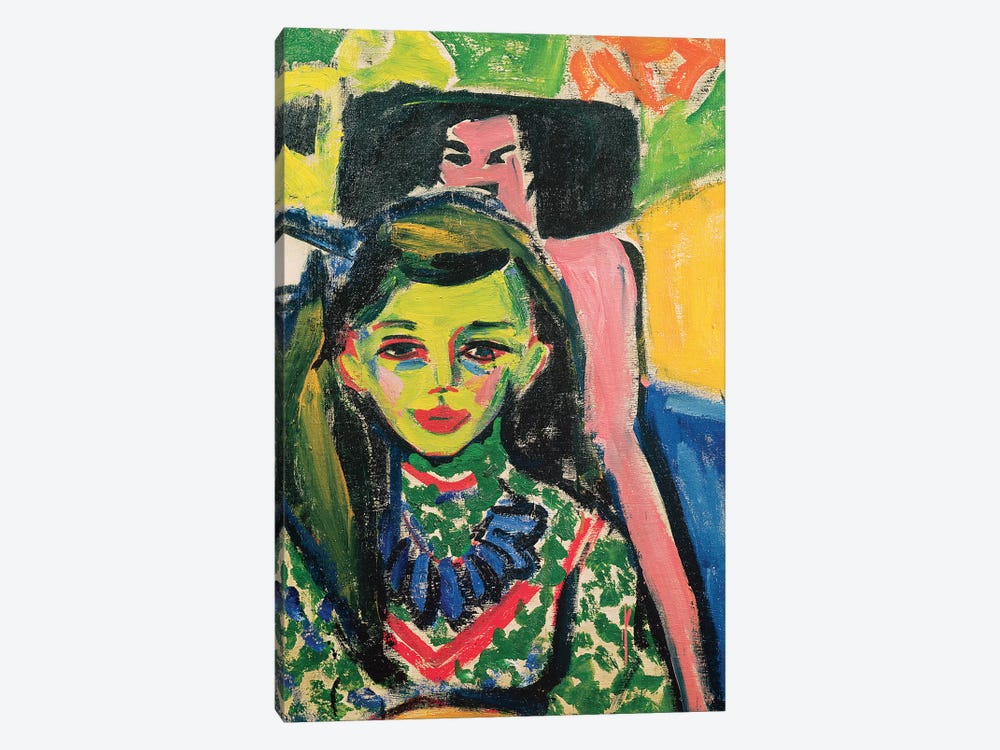 Portrait Of Franzi In Front Of Carved Chair, 1910 by Ernst Ludwig Kirchner 1-piece Canvas Art Print