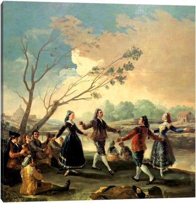 Dance On The Banks Of The River Manzanares, 1777 Canvas Art Print - Francisco Goya