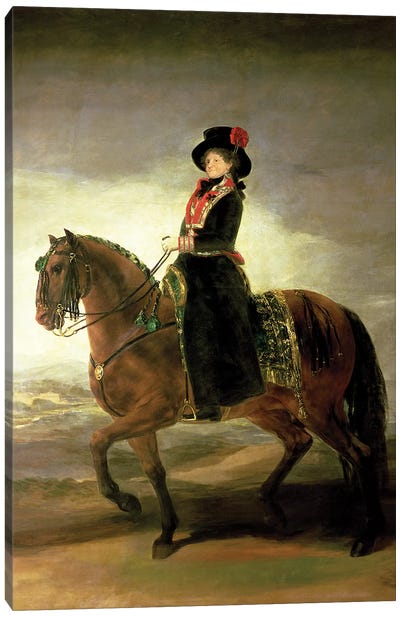 Equestrian Portrait Of Queen Maria Luisa (Wife Of King Charles IV Of Spain), 1799 Canvas Art Print - Horseback Art