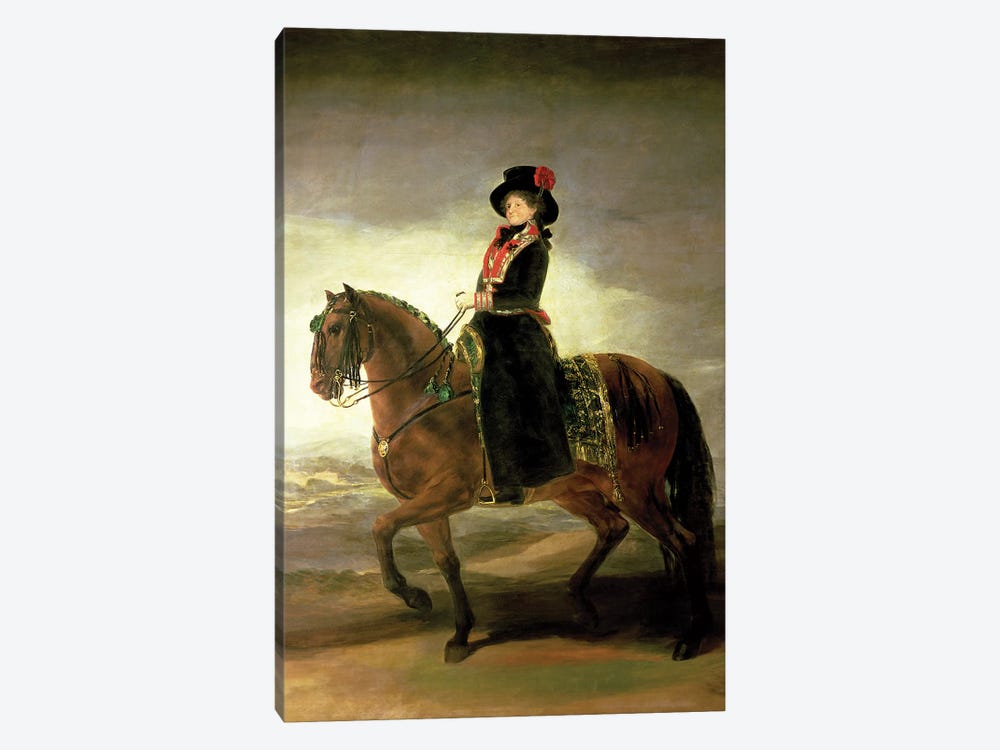 Equestrian Portrait Of Queen Maria Luisa (Wife Of King Charles IV Of Spain), 1799 by Francisco Goya 1-piece Canvas Wall Art