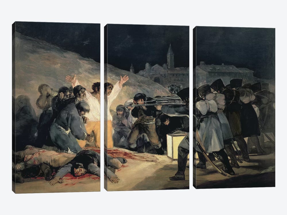 Execution Of The Defenders Of Madrid (3rd May, 1808), 1814 by Francisco Goya 3-piece Canvas Art Print