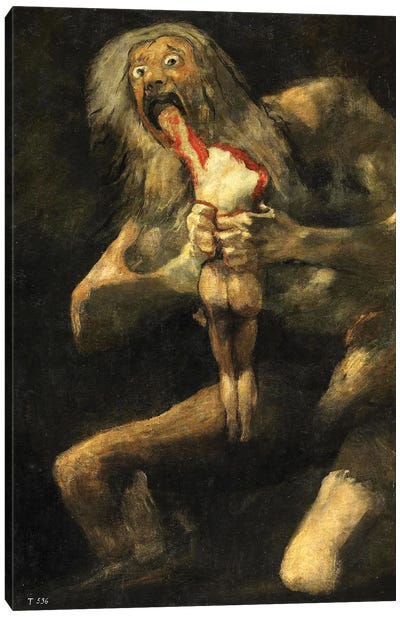 Saturn Devouring One Of His Sons, 1821-23 Canvas Art Print - Francisco Goya