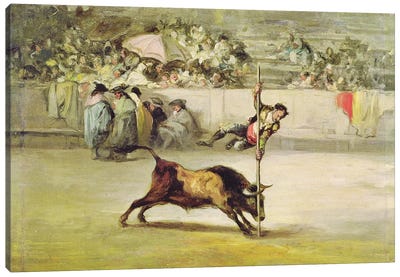 The Agility And Audacity Of Juanito Apinani At The Madrid Arena Canvas Art Print - Francisco Goya