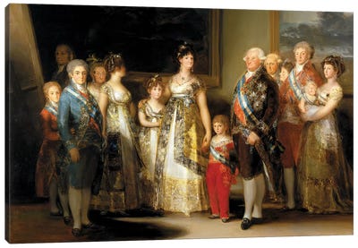 The King And Queen Of Spain (Charles IV And Maria Luisa), With Their Family, 1800 Canvas Art Print - Royalty
