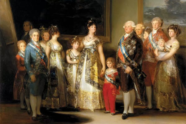Romanticism: The King And Queen Of Spain (Charles IV And Maria Luisa), With Their Family, 1800 by Francisco Goya