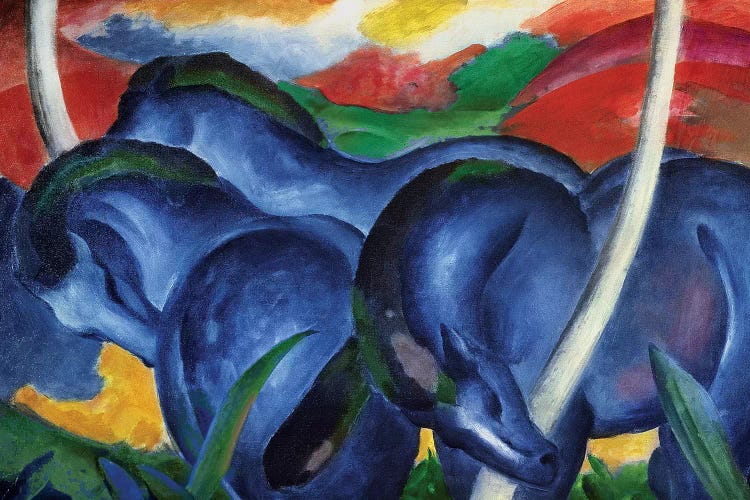 Big Blue Horses, 1911 by Franz Marc wall art