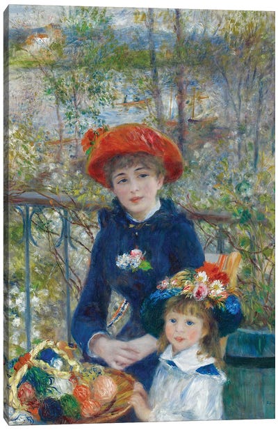 Two Sisters, or On The Terrace, 1881 Canvas Art Print - Pierre Auguste Renoir