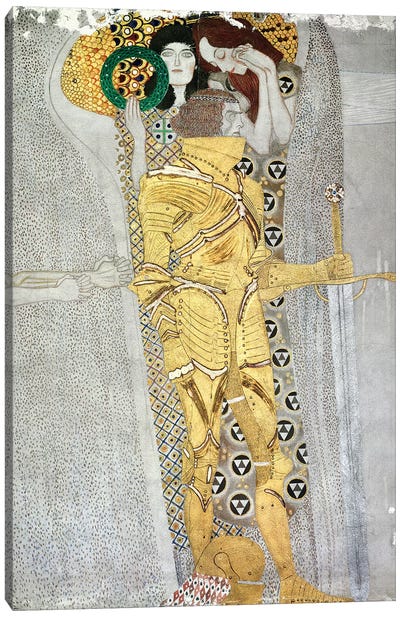 Detail Of The Knight, Beethoven Frieze, 1902 Canvas Art Print - Gustav Klimt