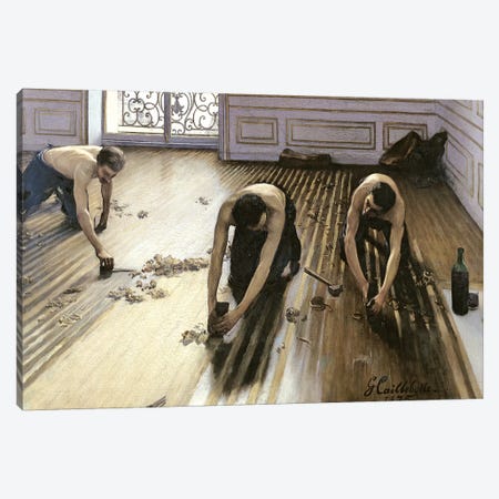 The Parquet Planers, 1875 Canvas Print #BMN7083} by Gustave Caillebotte Canvas Artwork