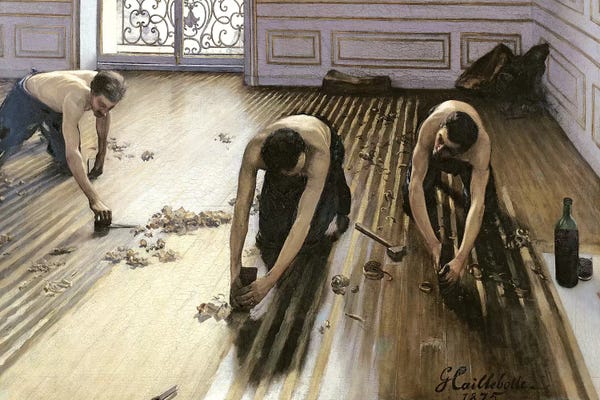 Interiors: The Parquet Planers, 1875 by Gustave Caillebotte
