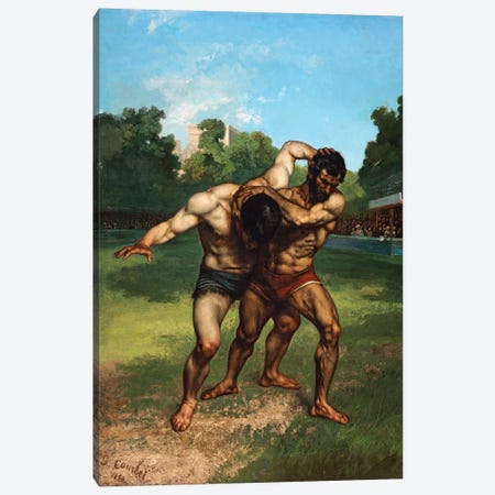 The Wrestlers, 1853 Canvas Print #BMN7095} by Gustave Courbet Canvas Wall Art