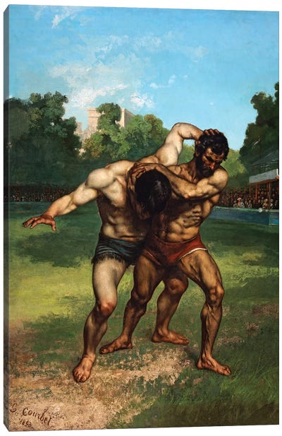 The Wrestlers, 1853 Canvas Art Print - Gustave Courbet