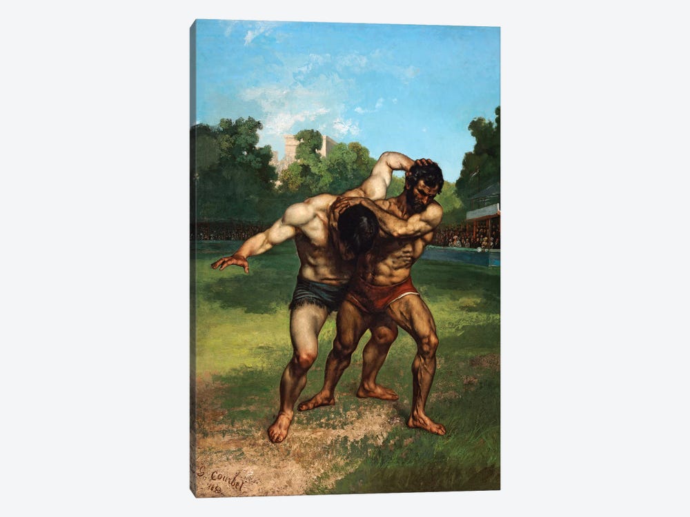 The Wrestlers, 1853 by Gustave Courbet 1-piece Canvas Print