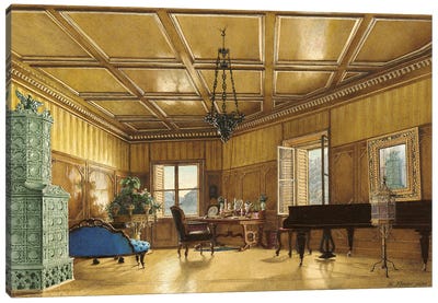 The Music Room Of Archduchess Margarete (Princess Of Saxony), In Schloss Ambras, 1870-79 Canvas Art Print - Heinrich Von Forster