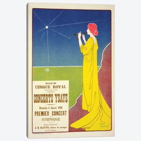 Concerts Ysaye At The Salle du Cirque Royal Advertisement, 1895 Canvas Print #BMN7101} by Henri Meunier Art Print