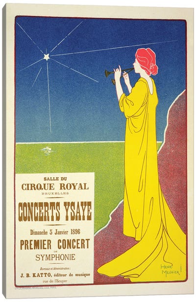 Concerts Ysaye At The Salle du Cirque Royal Advertisement, 1895 Canvas Art Print - Concert Posters