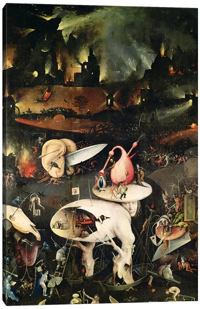 Detail Of Hell, Top Half Of The Right Panel, The Garden Of Earthly Delights, 1490-1500 Canvas Art Print - Hieronymus Bosch