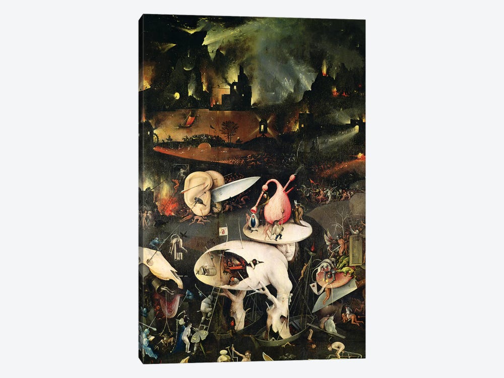 Detail Of Hell, Top Half Of The Right Panel, The Garden Of Earthly Delights, 1490-1500 by Hieronymus Bosch 1-piece Canvas Wall Art