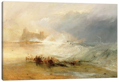 Wreckers - Coast Of Northumberland, With A Steam Boat Assisting A Ship Off Shore, 1834 Canvas Art Print