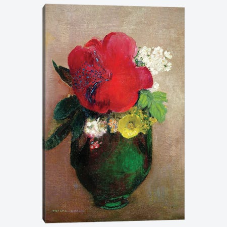 The Red Poppy  Canvas Print #BMN711} by Odilon Redon Canvas Art