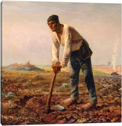 Man With A Hoe, c,1860-62 Canvas Art Print - Jean Francois Millet