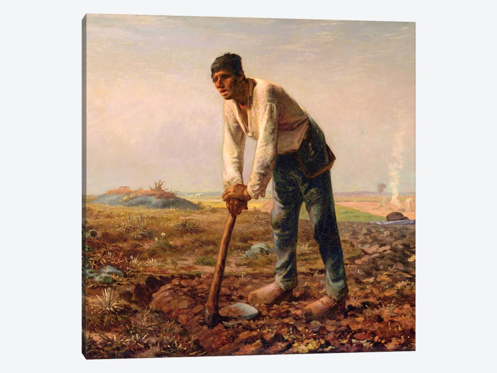 Man With A Hoe, c,1860-62 by Jean-Francois Millet 1-piece Canvas Artwork