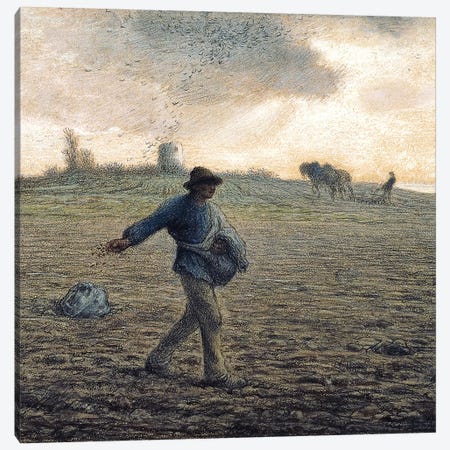 The Sower (Private Collection) Canvas Print #BMN7122} by Jean-Francois Millet Canvas Art Print