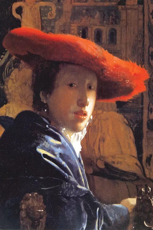 Girl With A Red Hat, c.1665 by Johannes Vermeer wall art