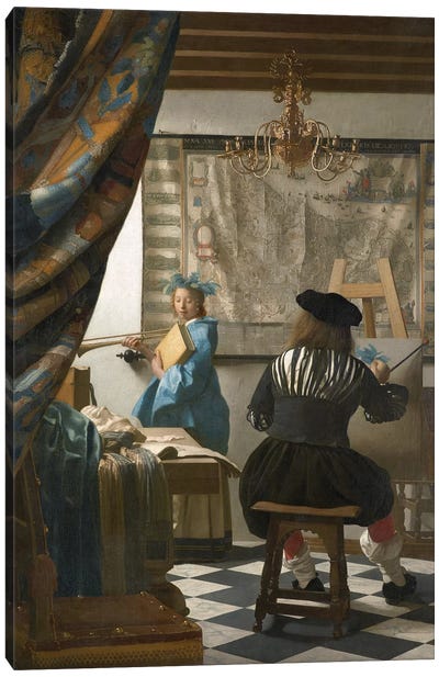 The Art Of Painting (Painter In His Studio), c.1665-66 Canvas Art Print - Interiors