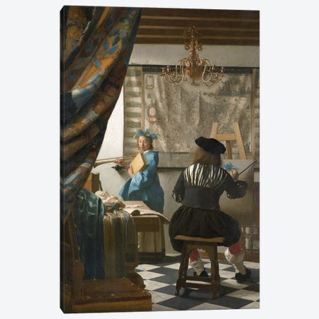 The Art Of Painting (Painter In His Studio), c.1665-66 Canvas Print #BMN7127} by Johannes Vermeer Canvas Artwork
