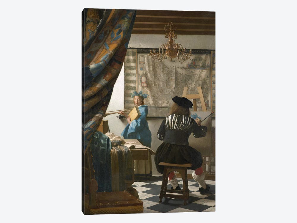 The Art Of Painting (Painter In His Studio), c.1665-66 by Johannes Vermeer 1-piece Canvas Print