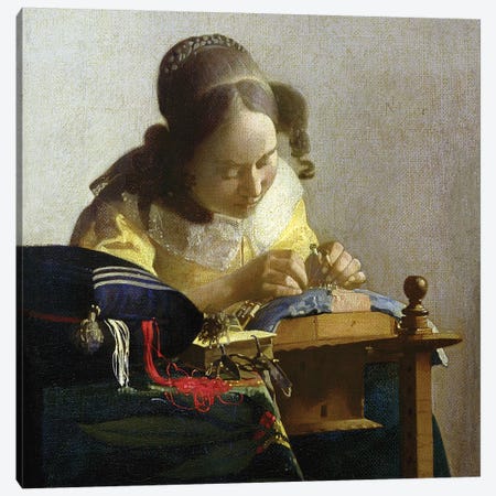 The Lacemaker, 1669-70 Canvas Print #BMN7128} by Johannes Vermeer Canvas Print