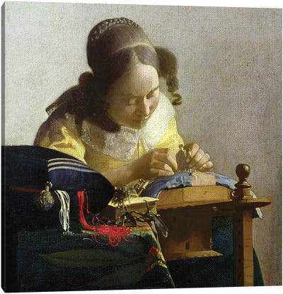 The Lacemaker, 1669-70 Canvas Art Print