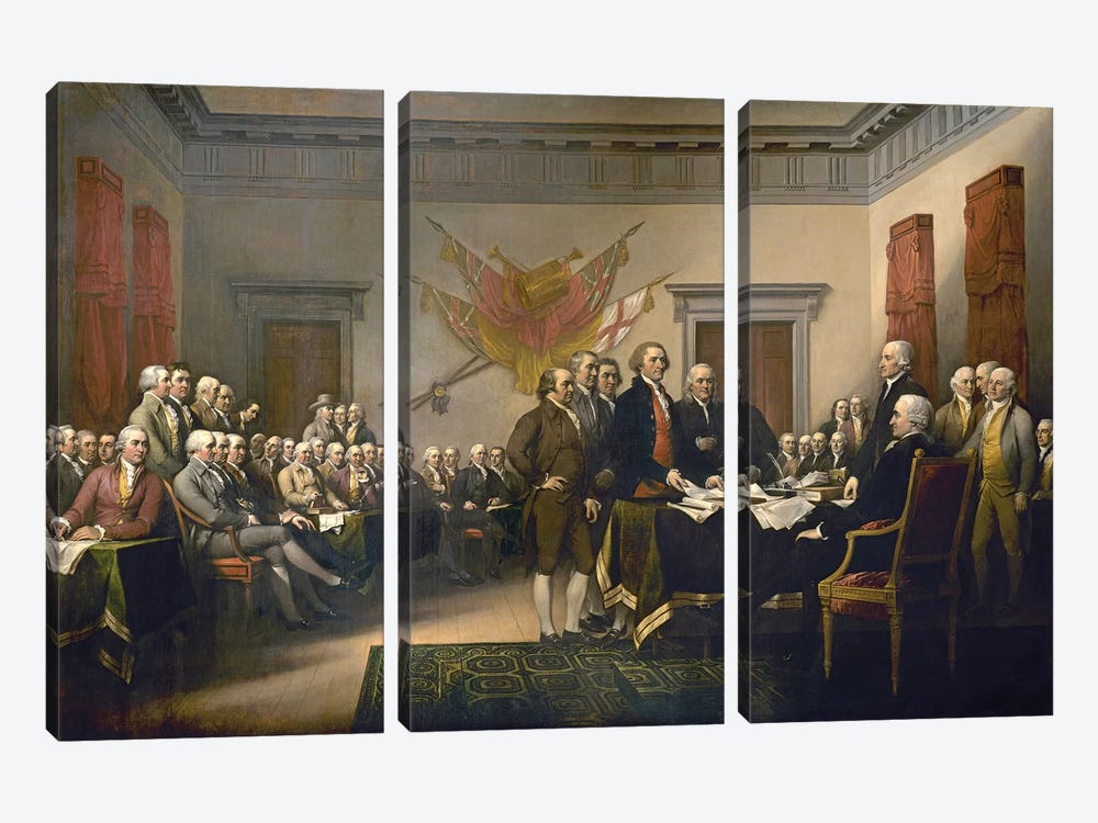 Declaration Of Independence, 1817-18 (US Capitol Collection) by John Trumbull 3-piece Canvas Art Print