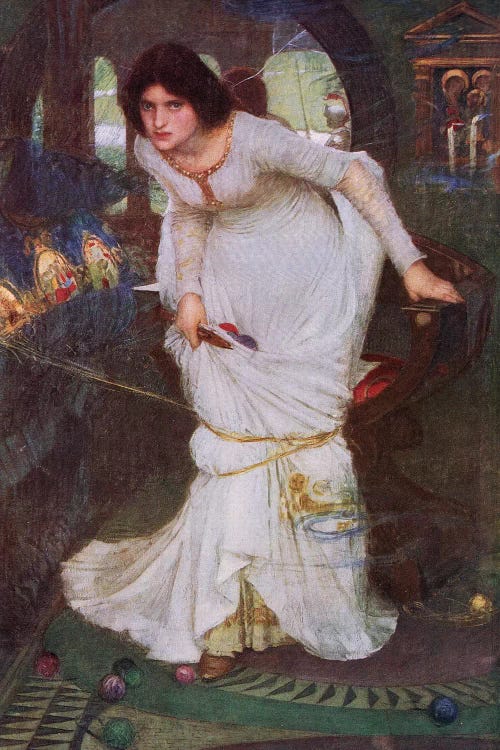 The Lady Of Shalott Looking At Lancelot (Lithograph From 1915 Edition Of Bibby's Annual) 