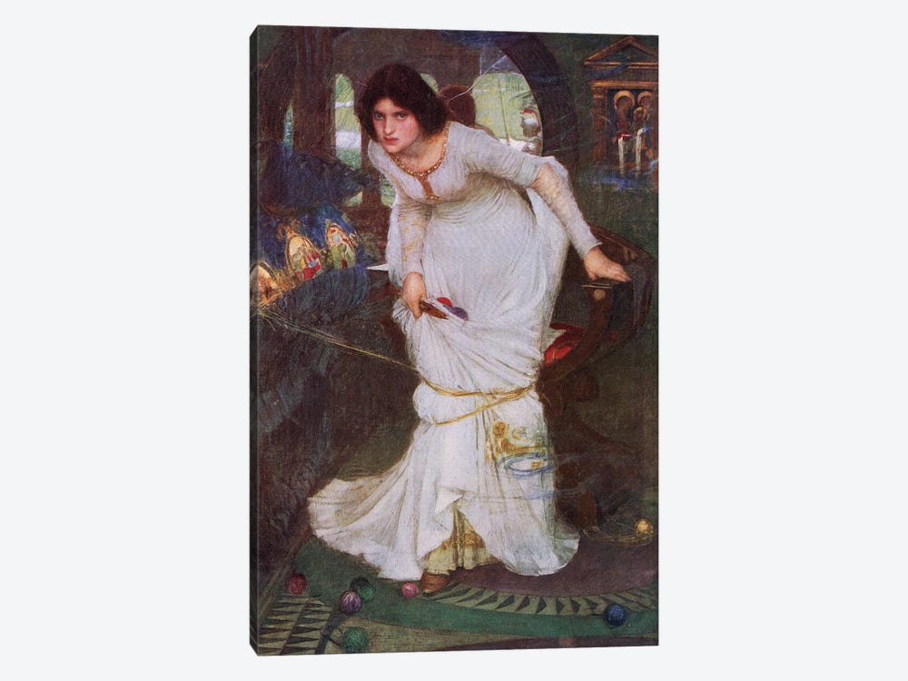The Lady Of Shalott Looking At Lancelot (Lithograph From 1915 Edition Of Bibby's Annual)  by John William Waterhouse 1-piece Canvas Art