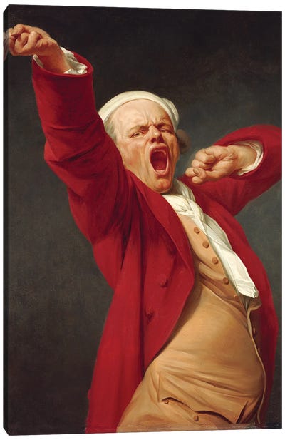 Self-Portait, Yawning, 1783 Canvas Art Print - Joseph Ducreux