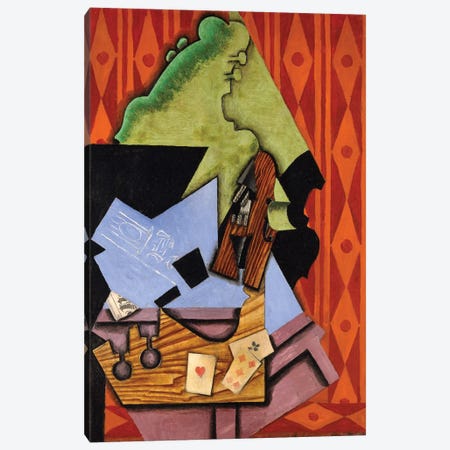 Violin And Playing Cards On A Table, 1913 Canvas Print #BMN7139} by Juan Gris Canvas Art