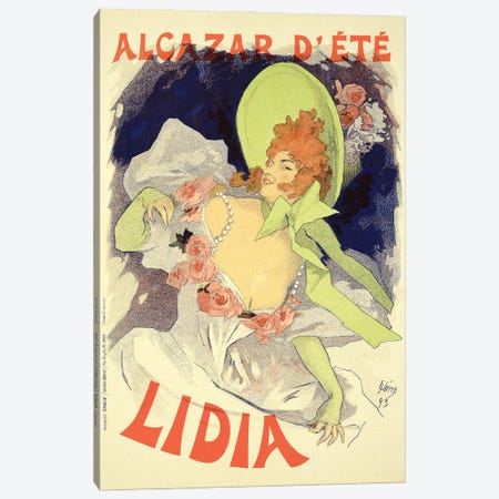 Lidia At The Alcazar d'Ete Advertisement , 1895 Canvas Print #BMN7140} by Jules Cheret Canvas Art Print