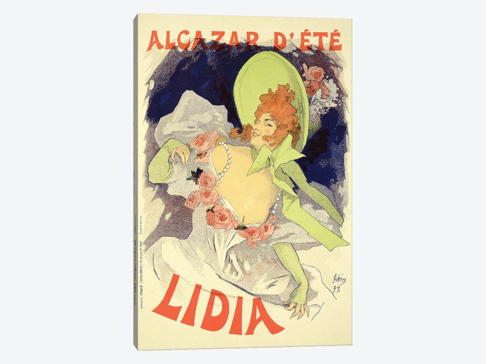 Lidia At The Alcazar d'Ete Advertisement , 1895 by Jules Cheret 1-piece Canvas Wall Art